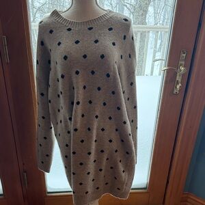 Polka Dot Knit Sweater - Beige and Black